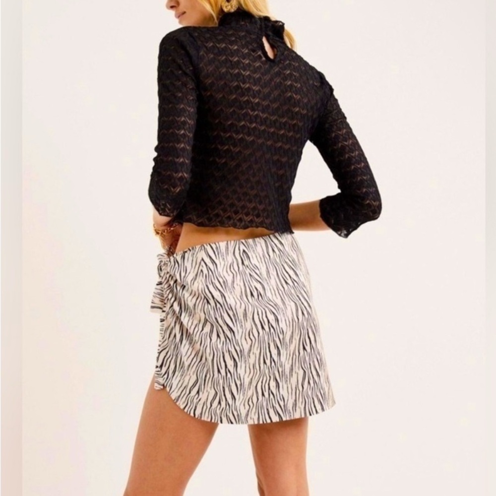 For Love and Lemons Zebra Print Wrap Mini Skirt// Size Large